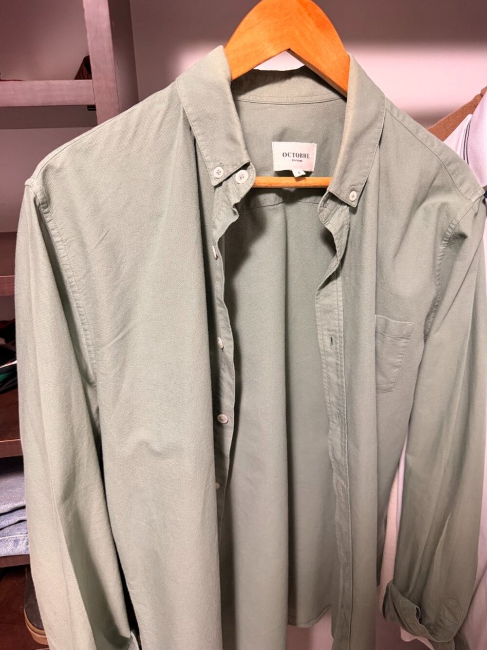 Octobre Éditions Sage Green Oxford Shirt - Size L